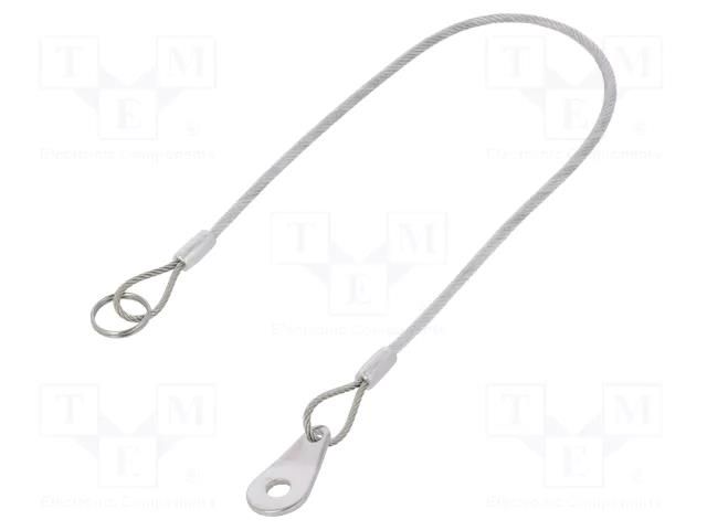 Retaining cable; with mounting tab and key ring; Plating: PVC ELESA+GANTER GN111.2-150-18B-TR