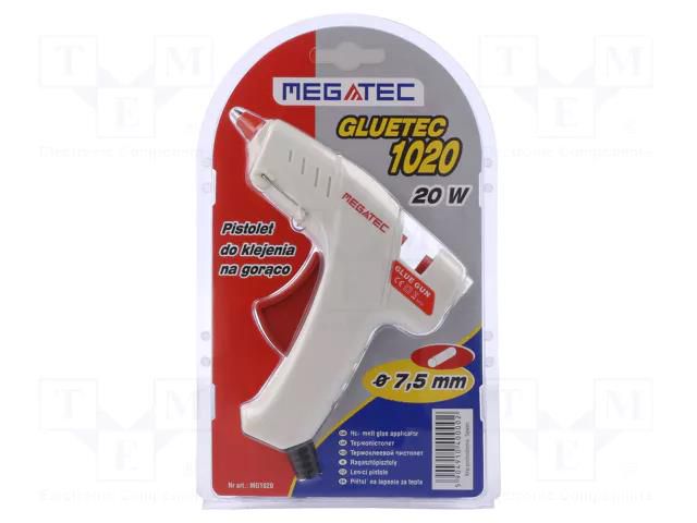 Hot melt glue gun; Ø: 7mm; Effic: 6g/min; 20W; max.165°C; 230VAC MEGATEC MEG-MG1020