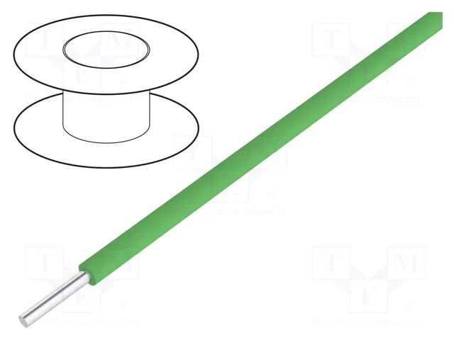 Wire; HookUp Wire; 24AWG; wire; Cu; PVC; green; 300V; 30.5m; 100ft ALPHA WIRE 3050/1-GR005