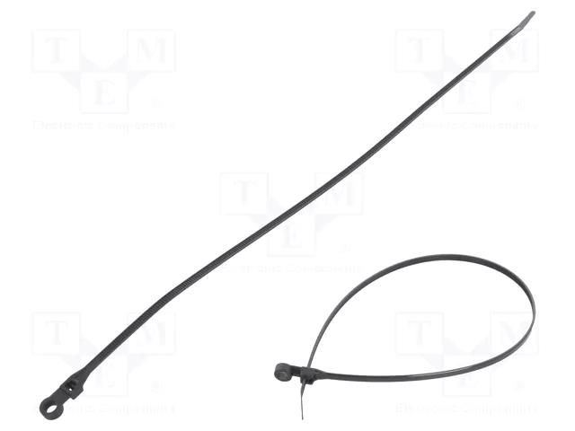 Cable tie; with a hole for screw mounting; L: 380mm; W: 4.8mm FIX&FASTEN FIX-M-4.8X380/BK