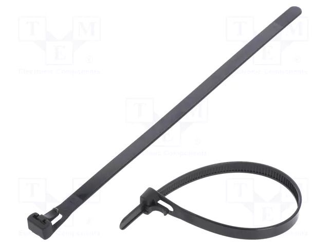 Cable tie; multi use; L: 200mm; W: 7.6mm; black; polyamide; 222N FIX&FASTEN FIX-TR-7.6X200/BK