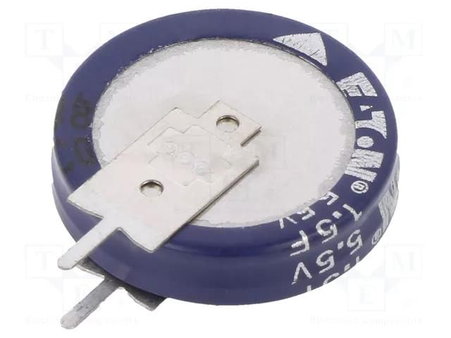 Supercapacitor; THT; 1.5F; 5.5VDC; -20÷80%; Ø19x19.7mm; 30Ω; KR EATON ELECTRONICS KR-5R5V155-R