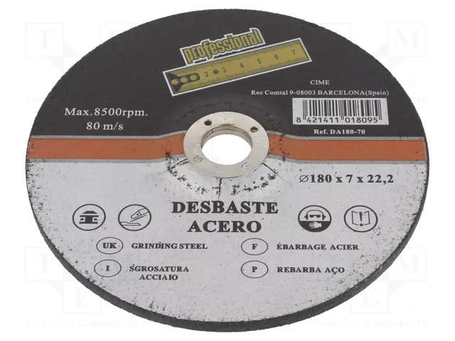 Grinding wheels; Ø: 180mm; Øhole: 22mm; Disc thick: 7mm MEDID MED.DA18070