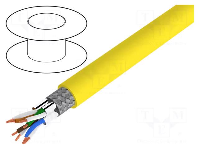 Wire; S/FTP; 4x2x22AWG; Cat 8.1; wire; Cu; LSZH; yellow; 100m Goobay S/FTP8.1-SCU-100