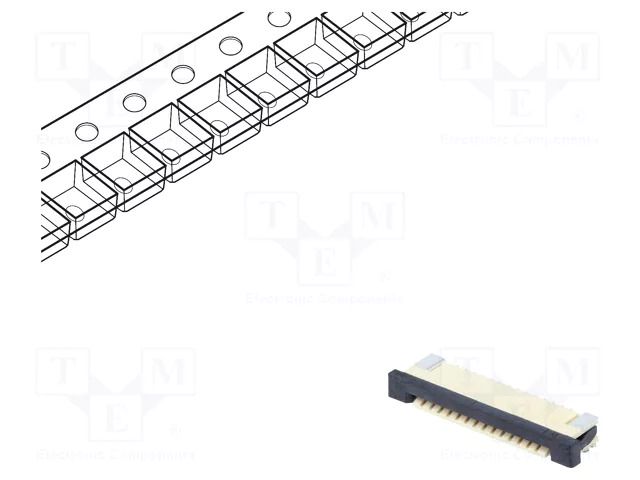 Connector: FFC/FPC; SMT; PIN: 14; Contacts: copper; tinned; 1mm; ZIF CONNFLY DS1020-07-14VBT1A-
