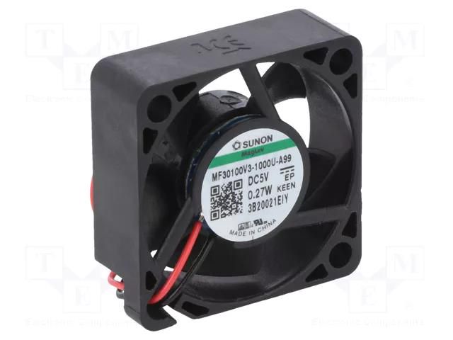 Fan: DC; axial; 5VDC; 30x30x10mm; 4.25m3/h; 30.2dBA; Vapo; 6000rpm SUNON MF30100V3-A99-A