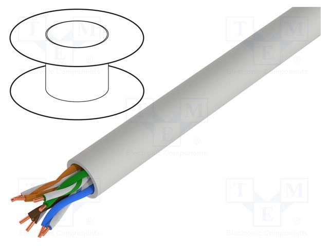 Wire; ETHERLINE® LAN 200,U/UTP; 4x2x24AWG; 5e; wire; Cu; PVC; grey LAPP ETH-LAN-2170950