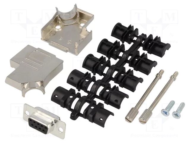 Connector: D-Sub; PIN: 9; plug; female; soldering; for cable; black ENCITECH D45ZK09-DMS-K