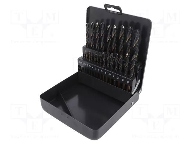 Drill set; for metal; high speed steel; plastic cassette; 25pcs. ALPEN-MAYKESTAG ALP.810321100