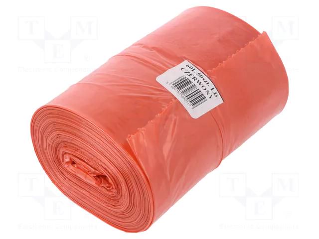 Trash bags; polyetylene LD; red; 60l; 50pcs. PLAST PL.03-02-06219