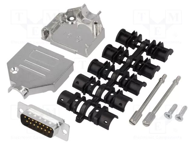 Connector: D-Sub; PIN: 15; plug; male; soldering; for cable; black ENCITECH DTZK15-DMP-K