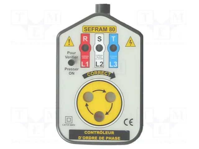 Tester: phase sequence; Freq: 50÷60Hz; Equipment: case SEFRAM SEFRAM80