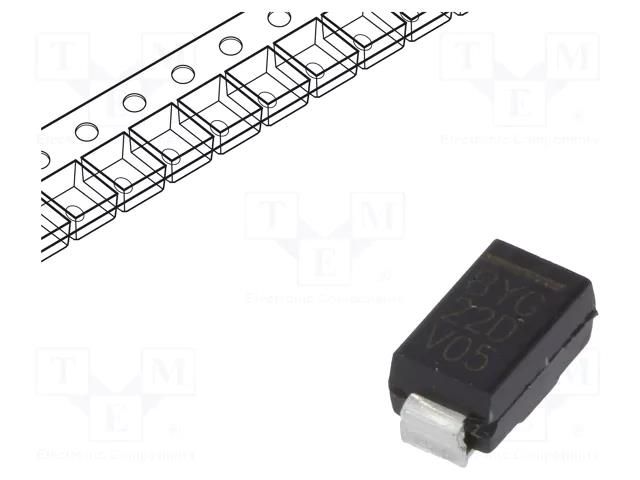Diode: rectifying; SMD; 200V; 2A; 25ns; DO214AC,SMA; Ufmax: 1.1V VISHAY BYG22D-E3/TR