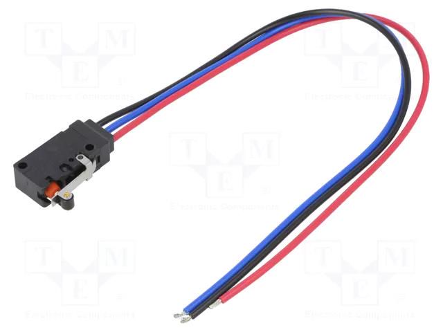 Microswitch SNAP ACTION; 0.1A/125VAC; with lever (with roller) OMRON Electronic Components D2VW-01L2A-1MS