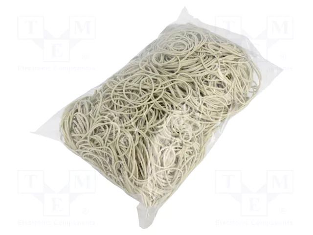 Rubber bands; Width: 1.5mm; Thick: 1.5mm; rubber; white; Ø: 50mm; 1kg PLAST PL.07-01-7512