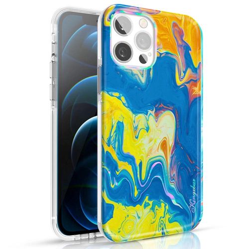 Kingxbar Watercolor Series color case for iPhone 12 Pro Max yellowblue, Kingxbar 6959003511300 6959003511300