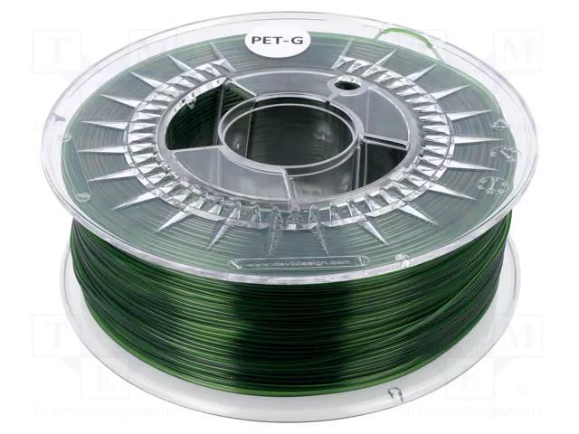 Filament: PET-G; Ø: 1.75mm; green (transparent); 220÷250°C; 1kg DEVIL DESIGN DEV-PETG-1.75-GT