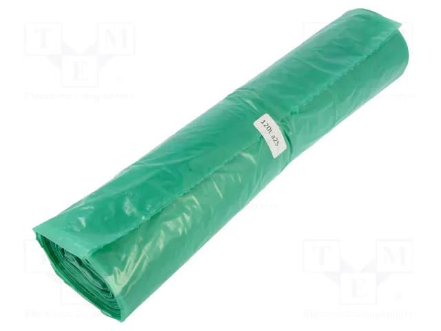 Trash bags; polyetylene LD; green; 120l; 25pcs. PLAST PL.03-02-12314