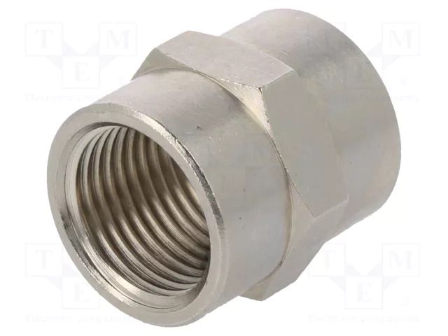 Muff; threaded,straight; nickel plated brass; max.300°C PNEUMAT 3000-1/2