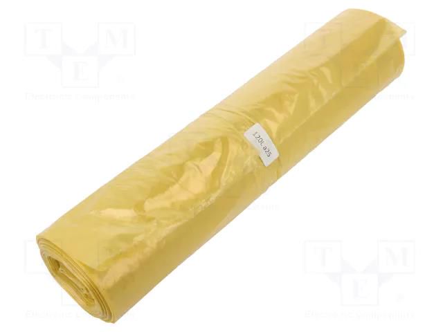 Trash bags; polyetylene LD; yellow; 120l; 25pcs. PLAST PL.03-02-12414