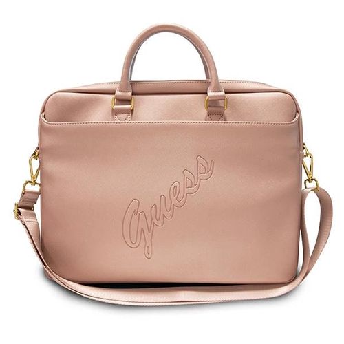 Guess Saffiano Script 16&quot; Laptop Bag - Pink, Guess 3666339005283 3666339005283