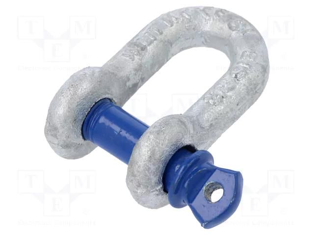 Dee shackle; steel; for rope; zinc; 6mm; 1/4" ELESA+GANTER GN584-6-A