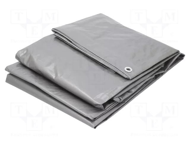 Tarpaulin; L: 6m; Width: 5m; polyetylene; silver; with metal rings AGRO-LAND PL.07-03-0506