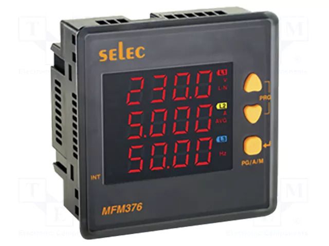 Meter: network parameters; on panel; digital,mounting; LED SELEC MFM376-C-CE