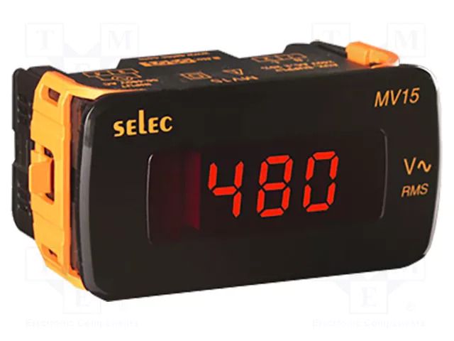 Voltmeter; digital,mounting; VAC: 50÷480V; on panel; True RMS; LED SELEC MV15-230V-CE