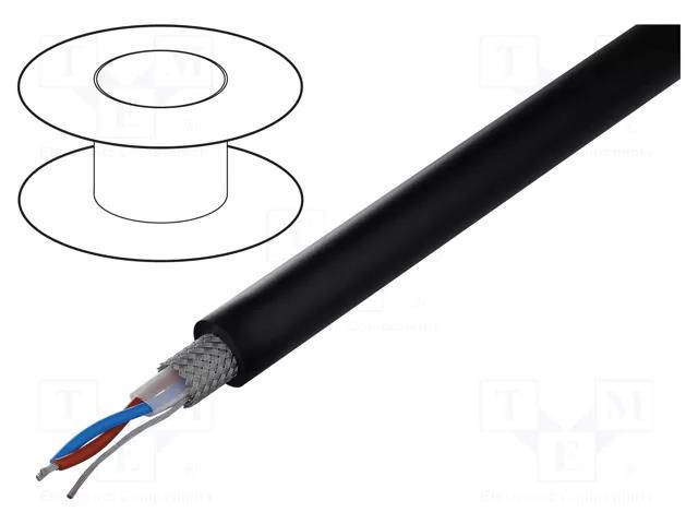 Wire: DMX; 2x0.35mm2; stranded; 110Ω; -30÷70°C; Colour: black; 100m TASKER TAS-TSK1038LSZH