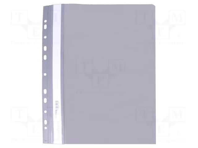 Document wallet; with holes; A4; grey; PVC BIURFOL BIURFOL-SO-PVC/GR