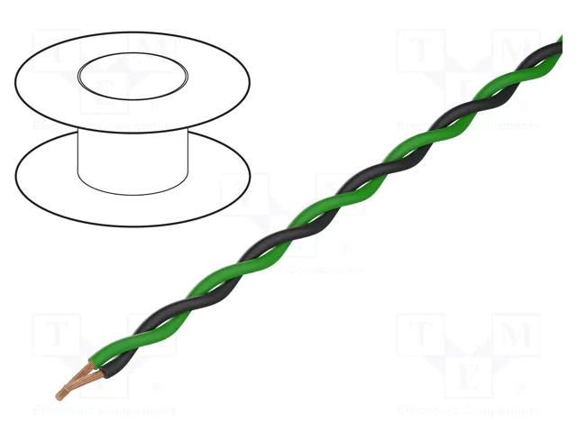 Wire: assembly; 2x0.25mm2; stranded; Ext.dimensions: 2x1.4mm; 100m TASKER TAS-TSK1130-GR/BK