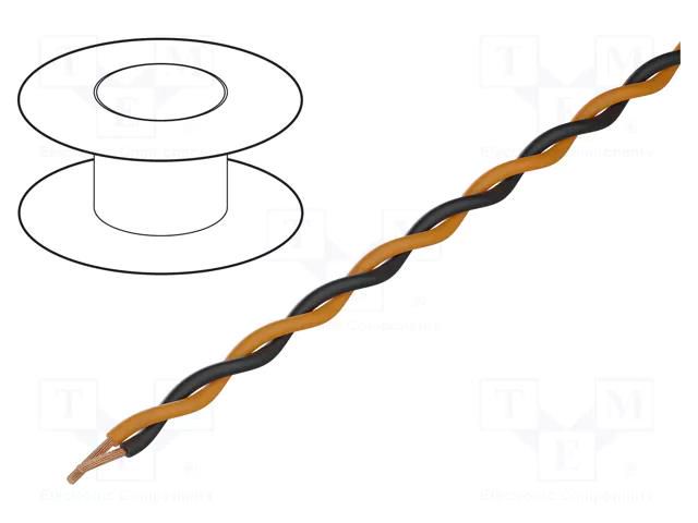 Wire: assembly; 2x0.25mm2; stranded; Ext.dimensions: 2x1.4mm; 100m TASKER TAS-TSK1130-OR/BK