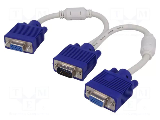 Cable; D-Sub 15pin HD socket x2,D-Sub 15pin HD plug; white AKYGA AK-AD-20