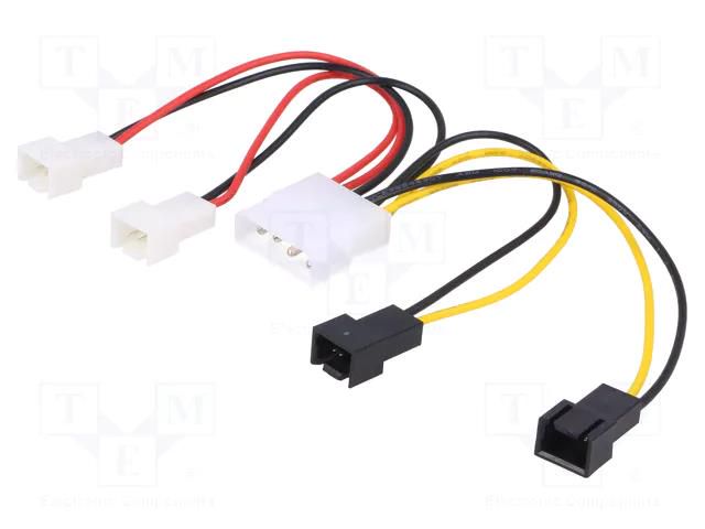 Cable: mains; 12V 3pin male x2,5V 3pin male x2,Molex male AKYGA AK-CA-34