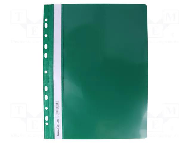 Document wallet; with holes; A4; green; PVC BIURFOL BIURFOL-SO-PVC/GN