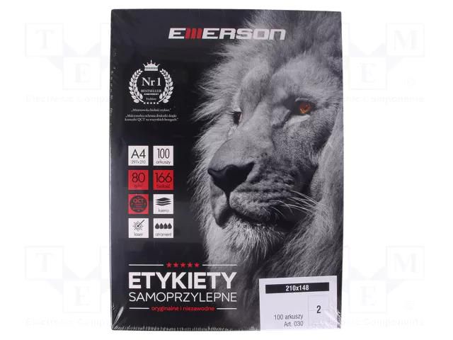 Label; self-adhesive; 210x148mm; 100pcs. EMERSON EMERSON-210X148