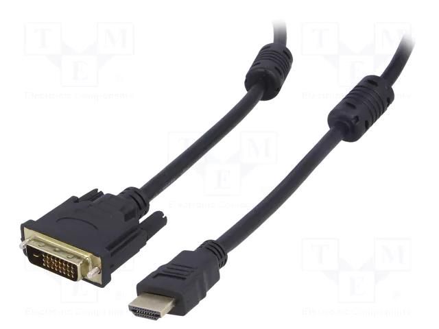 Cable; DVI-D (24+1) plug,HDMI plug; 1.8m; black; HDMI 1.4 AKYGA AK-AV-11