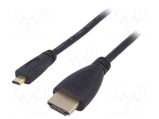 Cable; HDMI plug,micro HDMI plug; 1.5m; black; HDMI 1.4 AKYGA AK-HD-15R