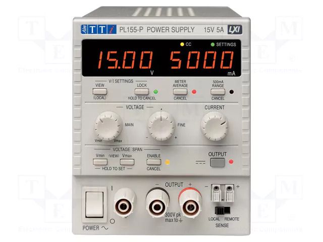 Power supply: programmable laboratory; Ch: 1; 0÷15VDC; 0÷5A; 1mV AIM-TTI PL155-P