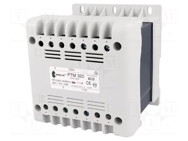 Transformer: mains; 320VA; 230VAC; 110V; Leads: terminal block BREVE TUFVASSONS PTM320/230/110V