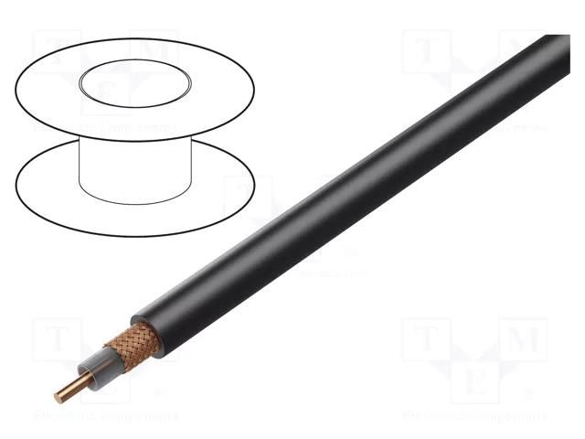 Wire: coaxial; RG59; wire; Cu; 0.26mm2; PVC FirestoP®; black; 2kVAC TASKER TAS-RG59CPR