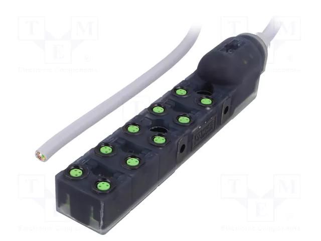 Distribution box; M8; PIN: 3; 5m; socket; 24VDC; 8A; PUR,PVC; IP67 MURRELEKTRONIK 8000-80010-3850500