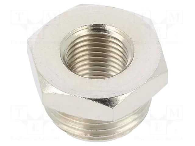 Nipple; threaded,reductive; nickel plated brass; max.300°C PNEUMAT 2090-1/2-1/4