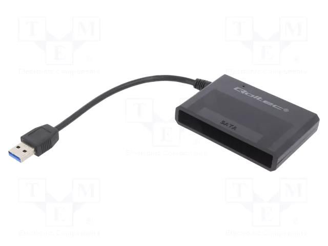 USB to SATA adapter; PnP; SATA plug,USB A plug; 0.13m; black QOLTEC QOLTEC-50644