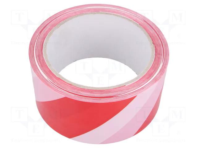 Tape: warning; white-red; L: 66m; W: 50mm; self-adhesive; Thk: 0.04mm MEDID MED.39/40