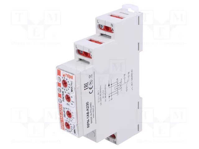 Current monitoring relay; AC current; 230VAC; RPN-1A; SPDT; IP20 RELPOL RPN-1A8-A230