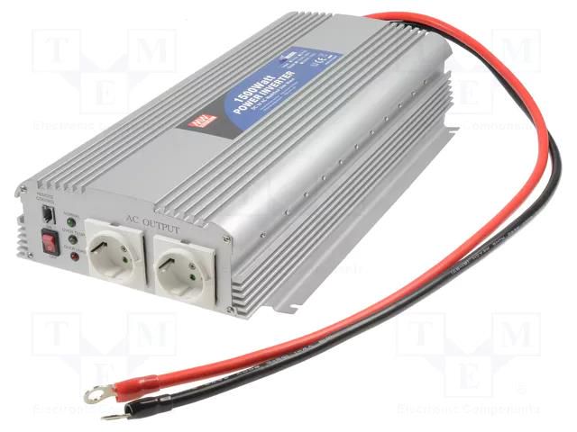 Converter: DC/AC; 1500W; Uout: 230VAC; 10÷15VDC; 455x210x85mm; 82% MEAN WELL A301-1K7-F3