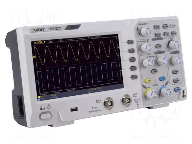 Oscilloscope: digital; Ch: 2; 200MHz; 1Gsps; 10kpts; LCD 7"; SDS OWON SDS1202