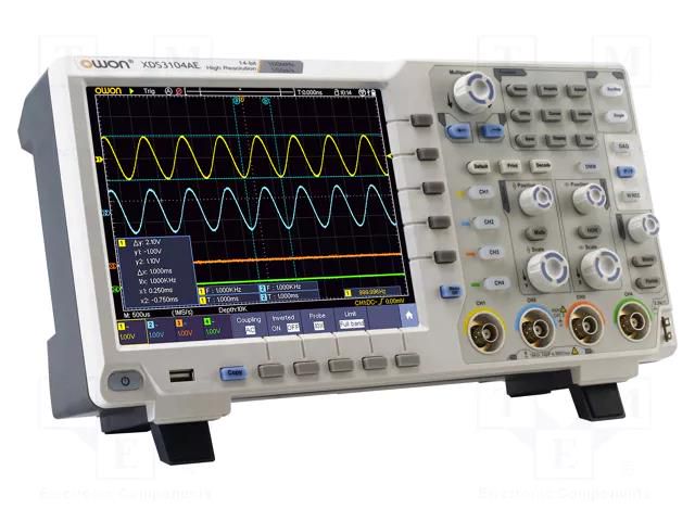 Oscilloscope: digital; Ch: 4; 100MHz; 1Gsps; 40Mpts; LCD TFT 8" OWON XDS3104AE